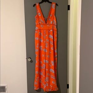 Orange Floral Jumpsuit (Long)
